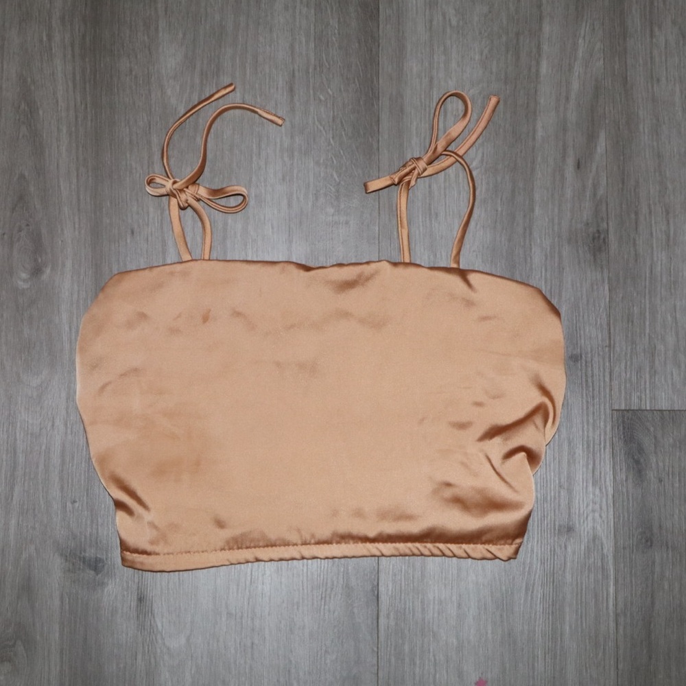 Forever 21 Tan Satin Crop Top